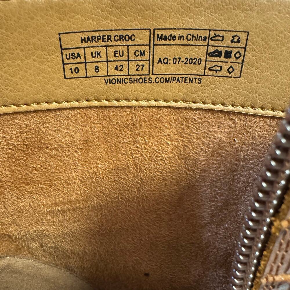 Vionic Harper Brown Croc Embossed Leather Ankle Boots Size 10 - Picture 6 of 6